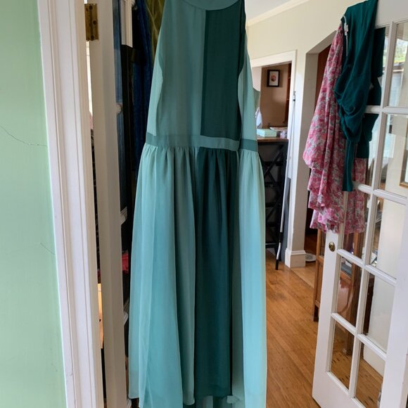 Modcloth Peachy Queen Green Colorblock Colorblock chiffon midi/maxi dress - Picture 3 of 5